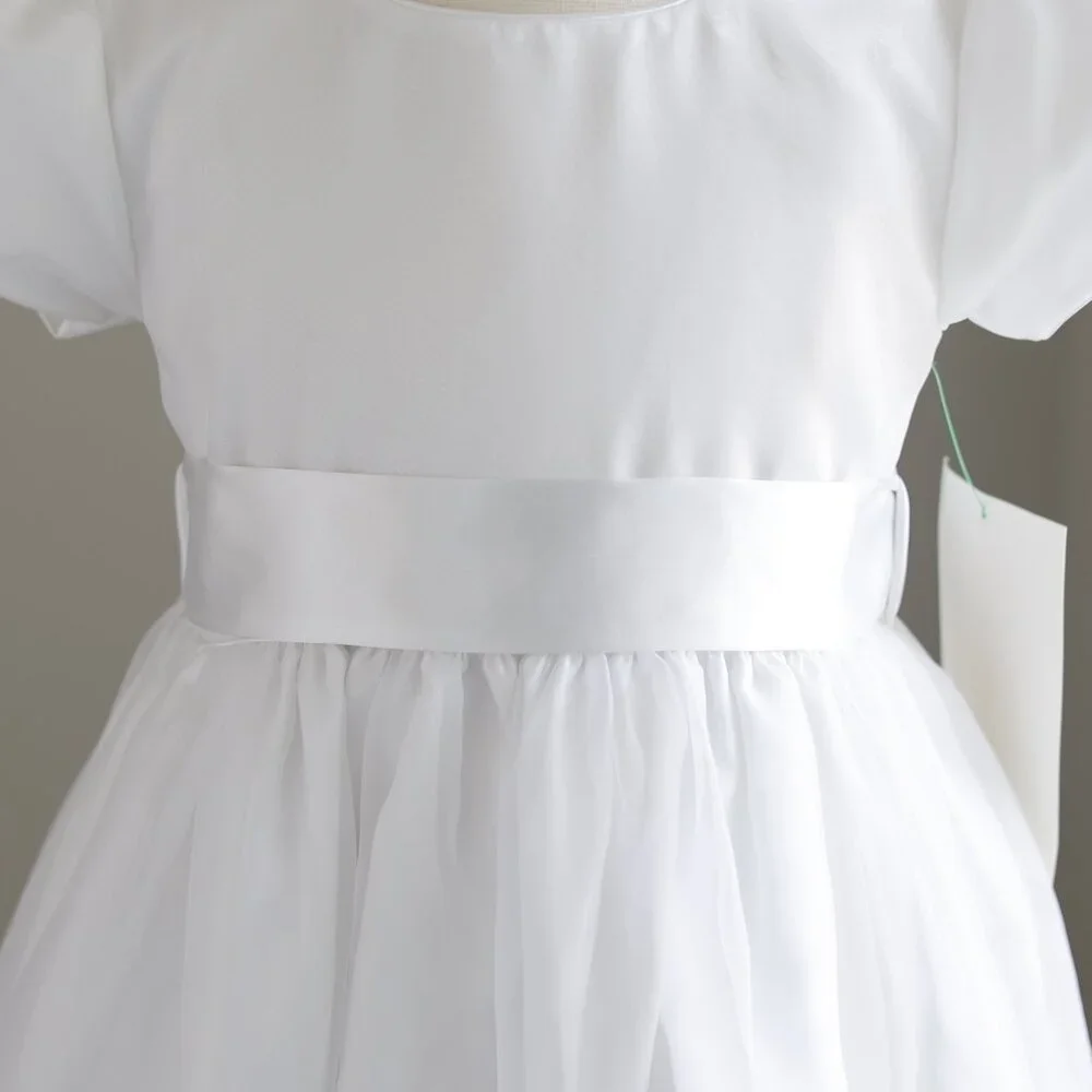 Satin Sash Flower Girl Special Occasion White or Ivory New